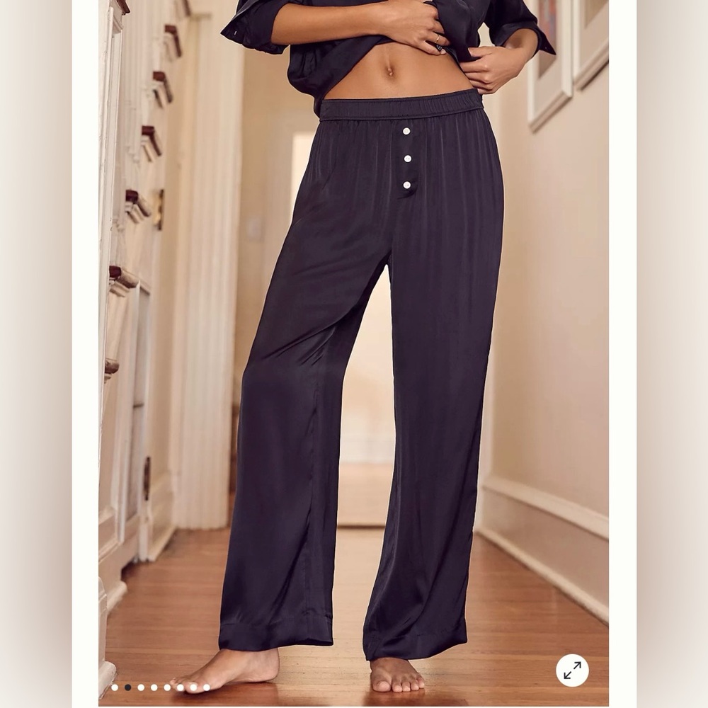 Anthropologie Silky Black Pajama Pants | Size MP